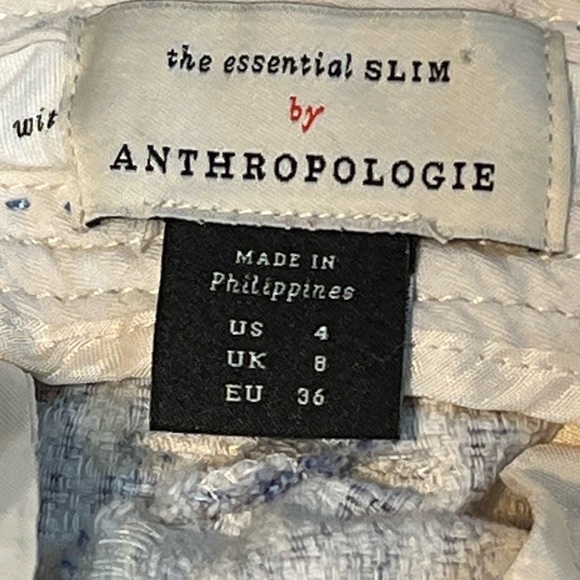 Anthropologie The Essential Slim Pants Blue Stripe Floral High-Waist Trousers W4 - Picture 3 of 7